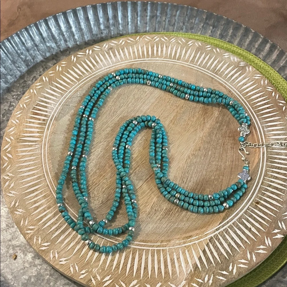 Turquoise Beaded Necklace and Earring Set - Picture 5 of 7